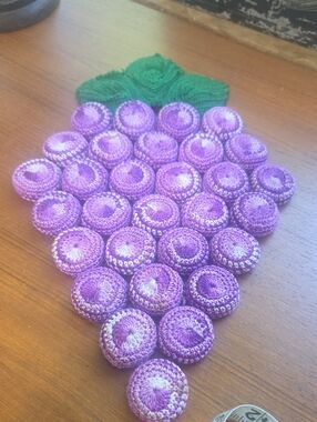Handmade Crochet /bottle Caps Grape Cluster Trivet/ Hot Pad Wall Decor